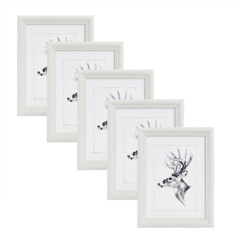 Bilderrahmen aus Holz & Echtglasscheibe in Artos Stil weiß 15x20 cm(5er Set)
