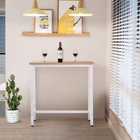 WOLTU Bartisch Bistrotisch Stehtisch Esstisch, Metallgestell, Tischplatte aus MDF, 100x40x100cm(BxTxH), Helleiche