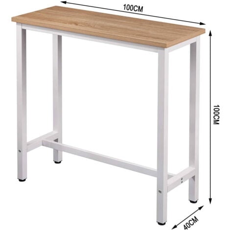 WOLTU Bartisch Bistrotisch Stehtisch Esstisch, Metallgestell, Tischplatte aus MDF, 100x40x100cm(BxTxH), Helleiche