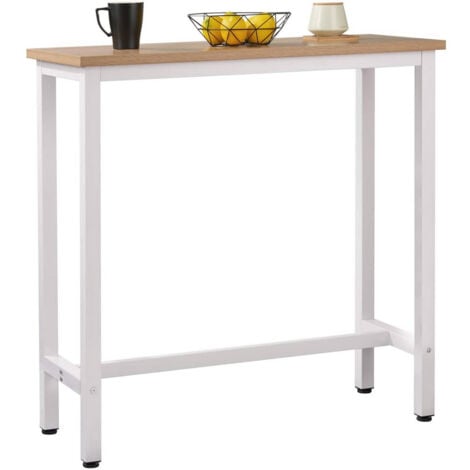 WOLTU Bartisch Bistrotisch Stehtisch Esstisch, Metallgestell, Tischplatte aus MDF, 100x40x100cm(BxTxH), Helleiche
