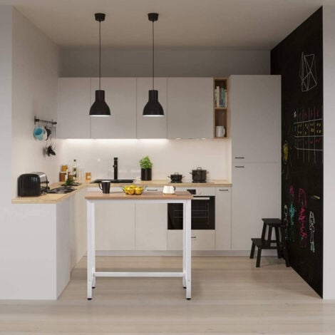 WOLTU Bartisch Bistrotisch Stehtisch Esstisch, Metallgestell, Tischplatte aus MDF, 100x40x100cm(BxTxH), Helleiche