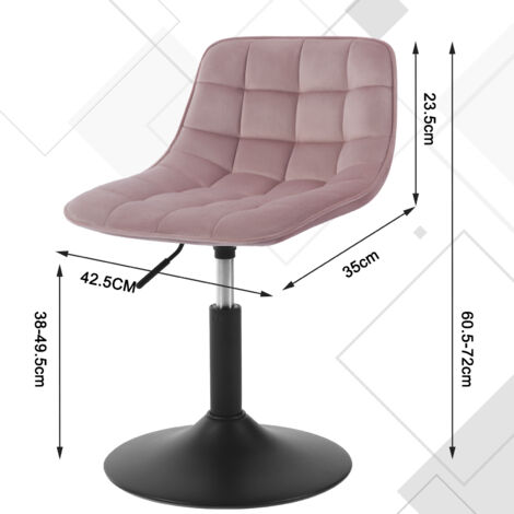 WOLTU Barhocker 2er Set, Hocker aus Samt 360° Drehstuhl mit Lehne verstellbarer Sitzhocker Stuhl Arbeitshocker Bürohocker Esszimmerstuhl Schminkhocker, Rosa