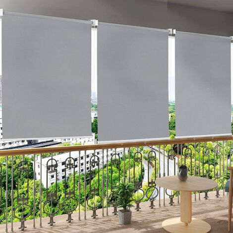 WOLTU Außenrollo Senkrechtmarkise Balkonmarkise Outdoorrollo grau 140x240 cm