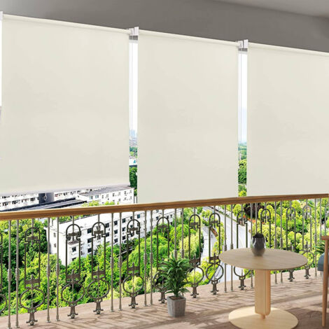 WOLTU Außenrollo Senkrechtmarkise Balkonmarkise Outdoorrollo beige 140x240 cm