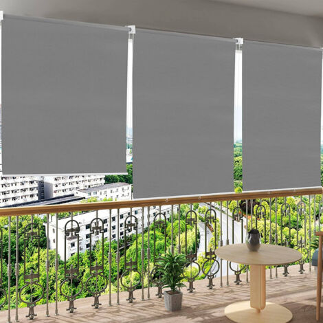 WOLTU Außenrollo Senkrechtmarkise Balkonmarkise Outdoorrollo dunkelgrau 140x240 cm