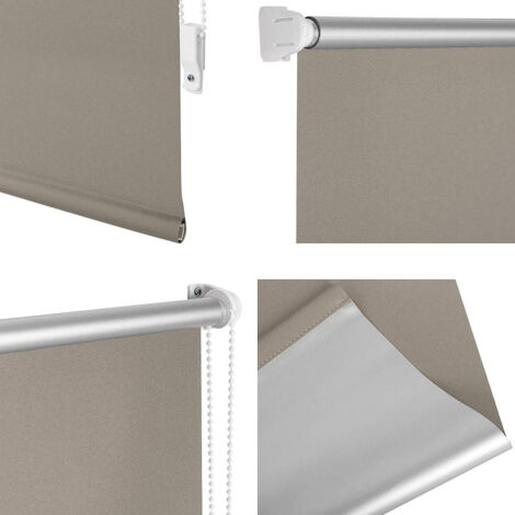 WOLTU Verdunklungsrollo Thermorollo Klemmfix ohne Bohren Taupe  105X160cm(BxH）