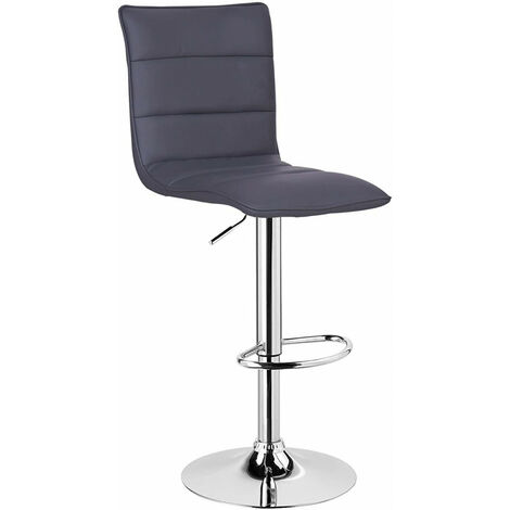 Barhocker 1er Stuhl mit Griff Kunstleder verchromt Stahl Barstuhl Grau BH14gr-1 