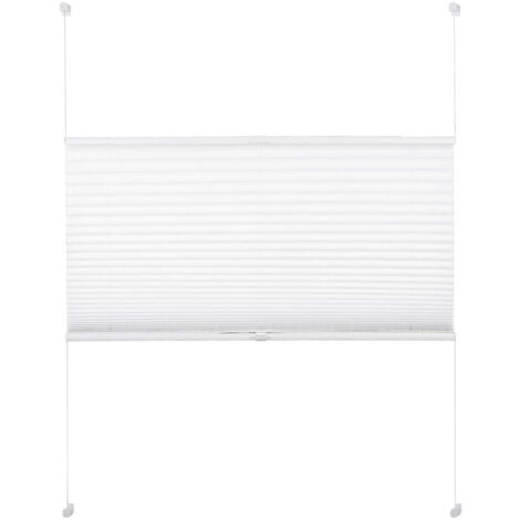 WOLTU Plissee ohne Bohren Klemmfix Faltrollo Jalousie, Plisseerollo Crushed Optik Sichtschutz und Sonnenschutz Easyfix lichtdurchlässig Rollo für Fenster & Tür, Weiß 95x100cm (BxH)