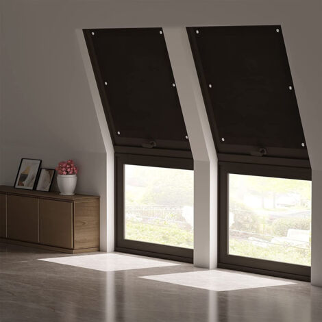 WOLTU Thermo Dachfenster Rollo ohne Bohren Sonnenschutz Verdunkelungsrollo mit Saugnäpfen, Thermorollo Hitzeschutz für Dachfenster 96x93 cm, Schwarz