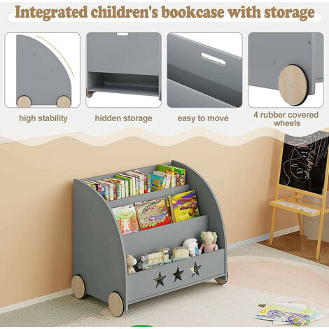 Forehill Kinderregal Mit Boxen Auf Rollen Bücherre Produktbild-Vorschau 7