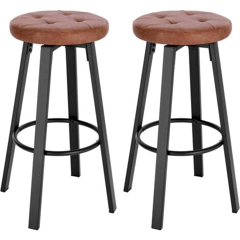 WOLTU Barhocker 2er Set, mit drehbarem Sitz, gepolsterer Hocker mit Kunstleder-Bezug, 120 kg belastbar braun