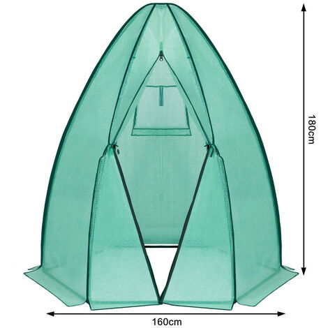 WOLTU Gewächshaus Foliengewächshaus 160x180cm, PE halbtransparente Tomatengewächshaus Winterschutz, überwinterungszelt für Pflanzen wetterfest Mehrzwecktreibhaus Pflanzenhaus Grün
