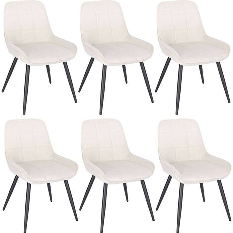 WOLTU Esszimmerstühle 6er Set, Polsterstuhl Samt, Küchenstuhl gepolstert, Akzentstuhl für Wohnzimmer Schlafzimmer Küche, ergonomischer Stuhl mit Rückenlehne, Cremeweiß (1/5)