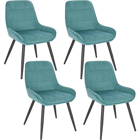 WOLTU Esszimmerstühle 4er Set, Polsterstuhl Samt, Küchenstuhl gepolstert, Akzentstuhl für Wohnzimmer Schlafzimmer Küche, ergonomischer Stuhl mit Rückenlehne, Türkis (1/5)