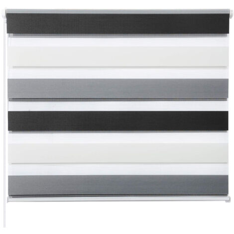 WOLTU Doppelrollo Klemmfix ohne Bohren, Duo Rollo Zebrarollo Fensterrollo Klemmrollo Seitenzugrollo Easyfix lichtdurchlässig und verdunkelnd Rollos für Fenster und Tür, Weiß+Grau+Anthrazit 80x120cm (B