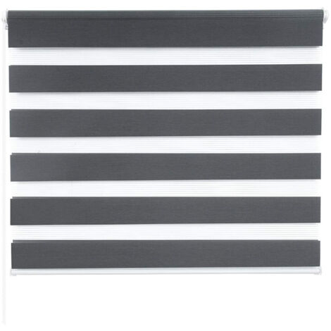 WOLTU Doppelrollo Klemmfix ohne Bohren, Duo Rollo Zebrarollo Fensterrollo Klemmrollo Seitenzugrollo Easyfix lichtdurchlässig und verdunkelnd Rollos für Fenster und Tür, Dunkelgrau 90x130cm (BxH)