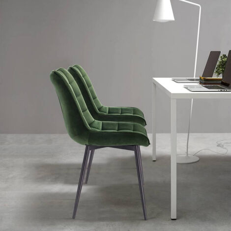 WOLTU 6 x Esszimmerstühle 6er Set Esszimmerstuhl Küchenstuhl Polsterstuhl Design Stuhl mit Rückenlehne, mit Sitzfläche aus Samt, Gestell aus Metall, Dunkelgrün