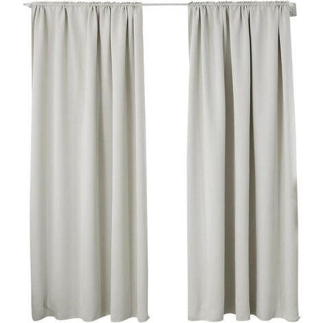 WOLTU 2er Set Gardine blickdicht 250 g/m² mit Kräuselband creme 135x225 cm