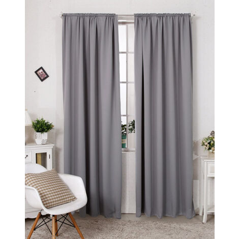 WOLTU 2er Set Gardine blickdicht 250 g/m² mit Kräuselband dunkelgrau 168x229 cm