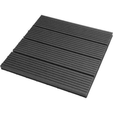 WOLTU WPC Terrassenfliesen Terrassendielen Fliese in Holzoptik Bodenbelag mit klicksystem (22 Stück / 2 m²) anthrazit