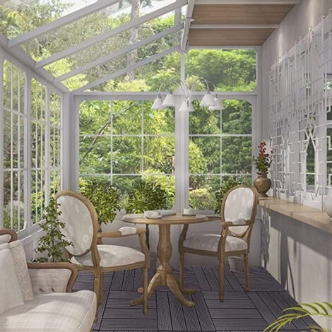 WOLTU WPC Terrassenfliesen Terrassendielen Fliese in Holzoptik Bodenbelag mit klicksystem (22 Stück / 2 m²) Grau