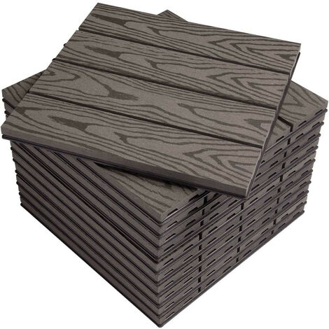 WOLTU WPC Terrassenfliesen Holzoptik Terrassendielen Fliese in Bodenbelag mit klicksystem, für Terrasse und Balkon 30x30 cm im Set (22 Stück / 2 m²) coffee