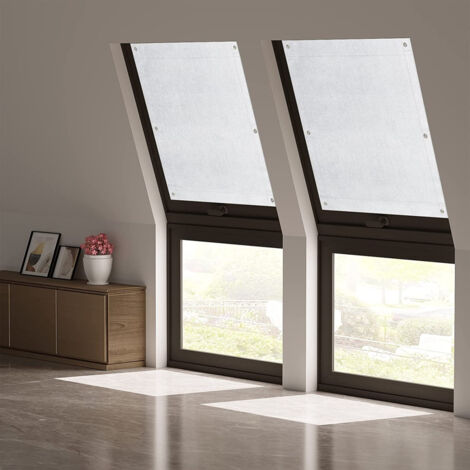 WOLTU Thermo Dachfenster Rollo ohne Bohren Sonnenschutz Verdunkelungsrollo mit Saugnäpfen, Thermorollo Hitzeschutz für Dachfenster 60x93 cm, weiß