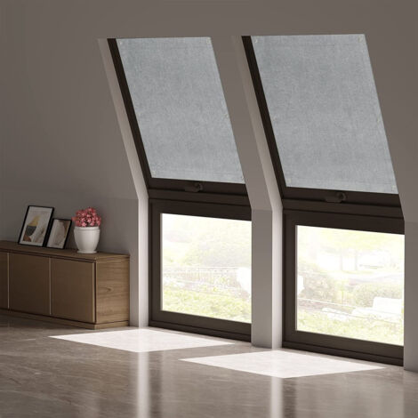 WOLTU Thermo Dachfenster Rollo ohne Bohren Sonnenschutz Verdunkelungsrollo mit Saugnäpfen, Thermorollo Hitzeschutz für Dachfenster 96x120 cm, Grau