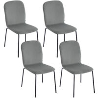 WOLTU 4x Esszimmerstühle mit Samt Gepolstertem Sitz, Rückenlehne, Küchenstuhl Polsterstuhl mit Metallbeinen, für Küche Büro, Schlafzimmer Esszimmer Wohnzimmer, Dunkelgrau