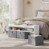 WOLTU Schuhbank, Schuhregal mit Sitzfläche Ablagebank, Sitzbank mit Stauraum, Schuhtruhe mit 3 Stoffschubladen, offenem Fach, Garderobenbank, für Flur Schlafzimmer, Holzwerkstoff, 102x45x30 cm, weiß