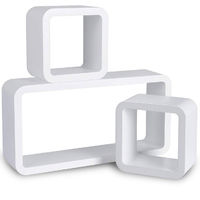 WOLTU Wandregal Cube Regal 3er Set Würfelregal Hängeregal, weiß Quadratisch Schwebend Design Weiß