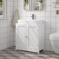 WOLTU Badschrank Unterschrank, Waschtischunterschrank, Waschbeckenunterschrank mit 2 Türen, Waschtisch waschbecken, 60x60x30cm, Weiß