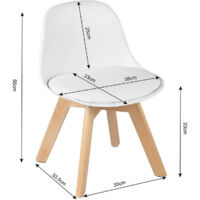 WOLTU Kindermöbel Kinderstuhl mit Holzbeinen Sitzhöhe 33cm, Stabile Kinder Stühle mit Rückenlehne für Kinderzimmer, PP PU (Weiß