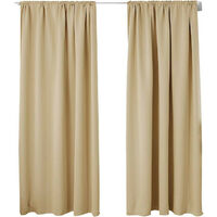 WOLTU 2er Set Gardine blickdicht 250 g/m² mit Kräuselband Champagner 135x225 cm