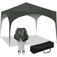 WOLTU Pavillon Pop-Up wasserdichter Faltpavillon Sonnenschutz Event Gazebo Gartenpavillon auf Terrasse Camping Festival mit Halbmonddach Pagodenzelt des Halbkreises aus Oxford Metallrahmen 3x3 Grau