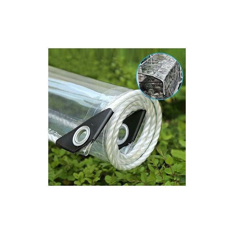 Bâche Transparente PVC Renforcée Avec œillets - Protection Imperméable Pour Chenil, Serre Ou Jardin