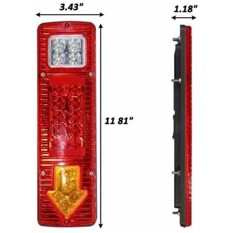 2Pcs 12V Camion Remorque Feu Arrière 19 LED Étanche Feu Stop Inverse Clignotant Feu Arrière Licence Lumières pour RV Remorque Camionnette Motoneige