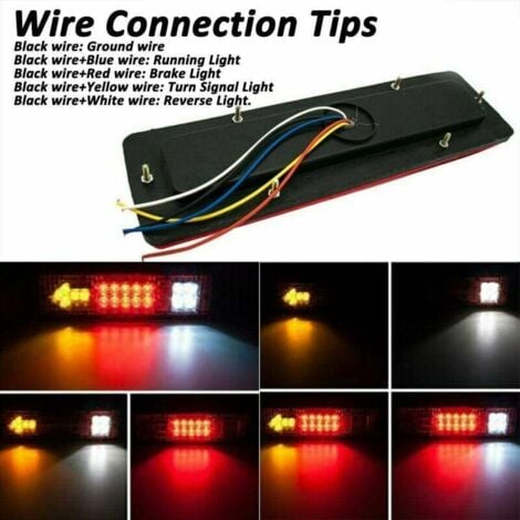 2Pcs 12V Camion Remorque Feu Arrière 19 LED Étanche Feu Stop Inverse Clignotant Feu Arrière Licence Lumières pour RV Remorque Camionnette Motoneige