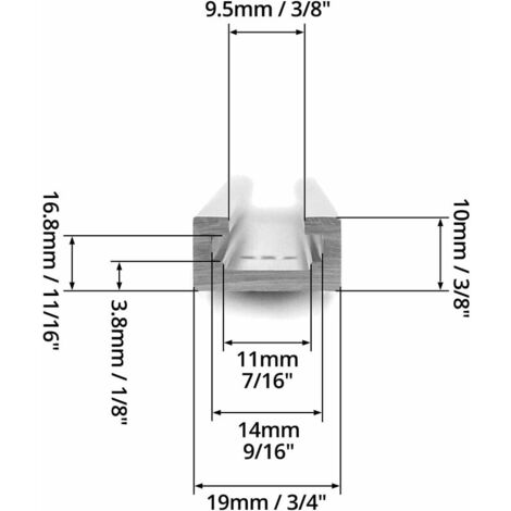 300 mm T-Track T-Slot en Aluminium, Rail à Onglet en T pour Scie à Table, Défonceuse et Outils de Travail du Bois, 19 x 9.5mm, 2 Pièces