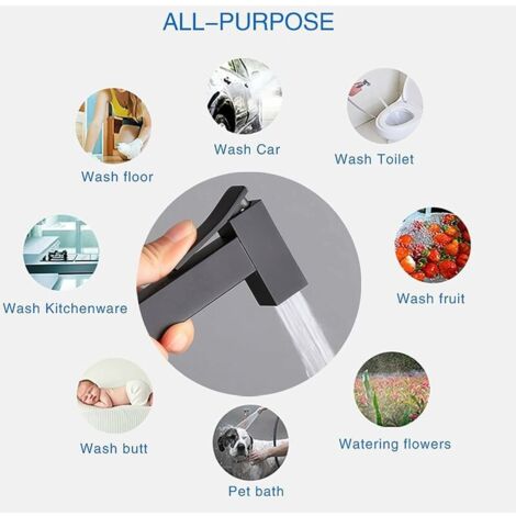 Kit Douchette WC Noir - Pulvérisateur de Bidet à Main en Laiton, Hygiène Personnelle