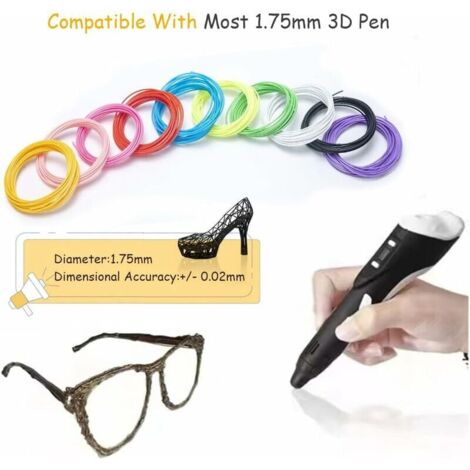Fil Stylo 3D, Recharges de Filament Pla 1.75 pour Stylo 3D, 10 couleurs, 5M Chacun, 3D Pen Filament pour Enfants et Adulte, Compatibles avec le Stylo D'impression 3D Professionnel