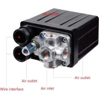 Pressostat Compresseur Air 220V - Interrupteur Pression Automatique - 4 Troue - Pour Régulation Et Sécurité