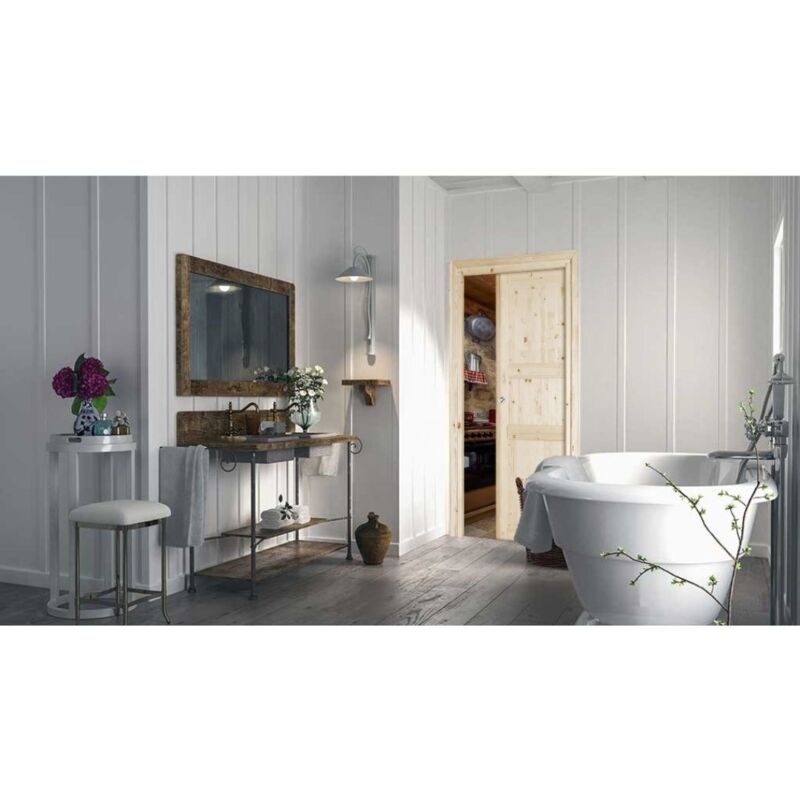 Porta In Abete Grezzo Reversibile - 210 X 70 Cm Con Telaio, Anta Cieca E Ferramenta - Foto 3