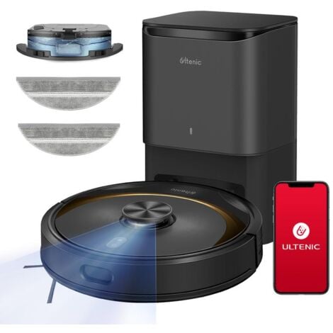 ULTENIC T10 Elite - Aspirateur Robot Laveur Connecté 3 en 1 - Station de Vidage - Navigation LiDAR Intelligente - 2600 Pa - Contrôle par Siri&IFTTT - Détection Tapis