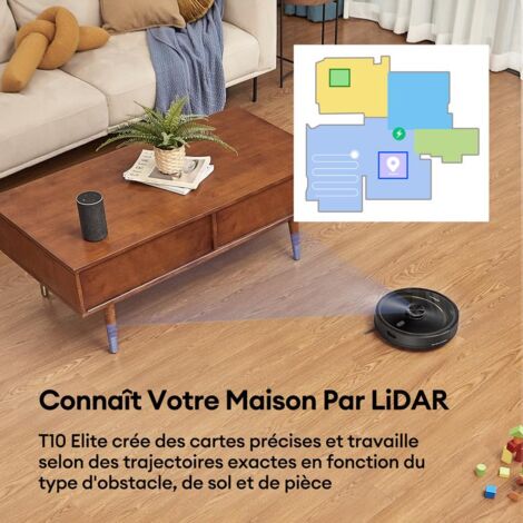 ULTENIC T10 Elite - Aspirateur Robot Laveur Connecté 3 en 1 - Station de Vidage - Navigation LiDAR Intelligente - 2600 Pa - Contrôle par Siri&IFTTT - Détection Tapis