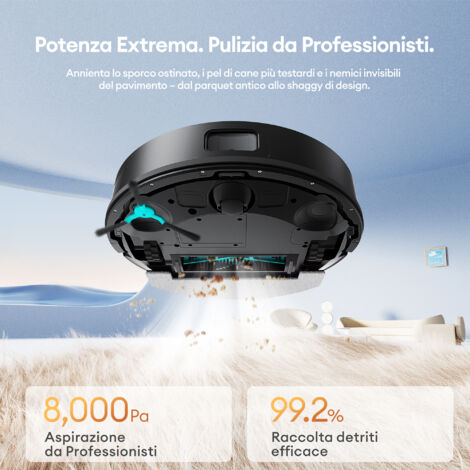 Robot Aspirapolvere Ultenic T20 Pro Con Autosvuotamento 10 Settimane, Laser Lineare E Mappatura LiDAR