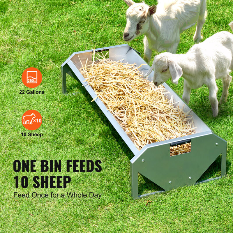 Mangeoire Galvanisée Pour Bétail 138 Cm - Grande Capacité Pour Moutons, Chèvres, Chevaux, Vaches - Installation Facile - 7
