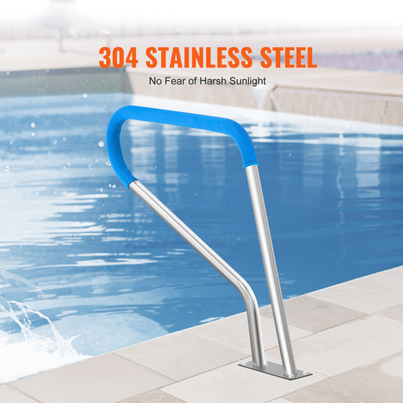 Rampe De Piscine En Acier Inoxydable 98x81cm | Main Courante Avec Housse Antidérapante | Entrée/sortie Sécurisée