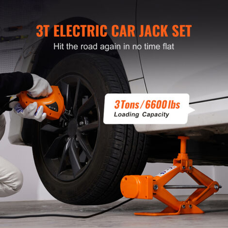 Cric électrique 12V 3 Tonnes - Cric Ciseaux Pour Voiture, Hauteur De Levage 17-42 Cm, Avec étui De Rangement