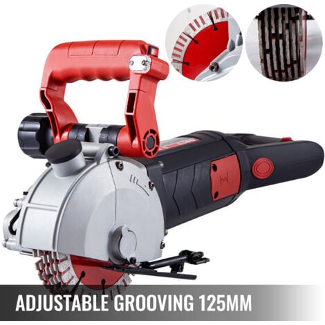 Mophorn Wall Chaser 41mm Profondeur de coupe 4800W Machine a couper les rainures murales avec 8 lames de scie de 125mm de diametre 6200r/Min et rayon infrarouge